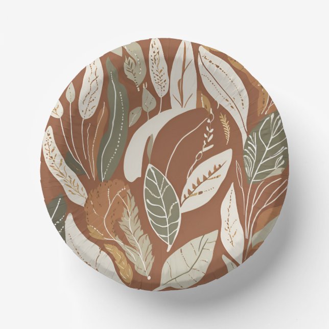 Rustic Terracotta Wildflower Boho Spring Style Paper Plate (Front)