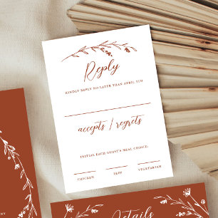 Rustic Terracotta Wildflower Wedding RSVP Card