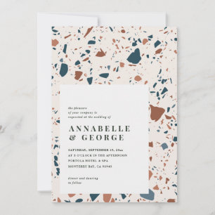 Rustic terrazzo typography modern teracotta blue