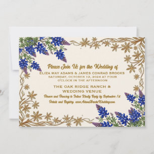 Rustic Texas Blue Evil Eye Wedding Invitation