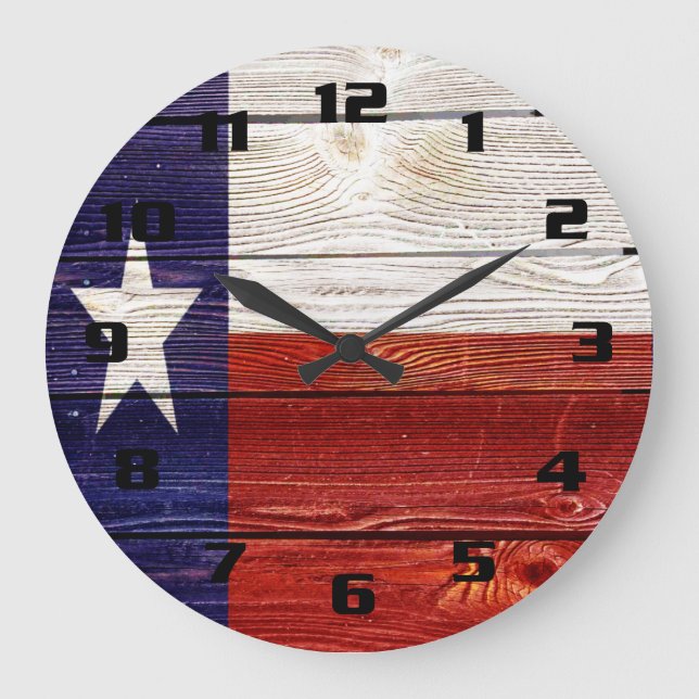 Rustic Texas Flag Large Clock (Front)