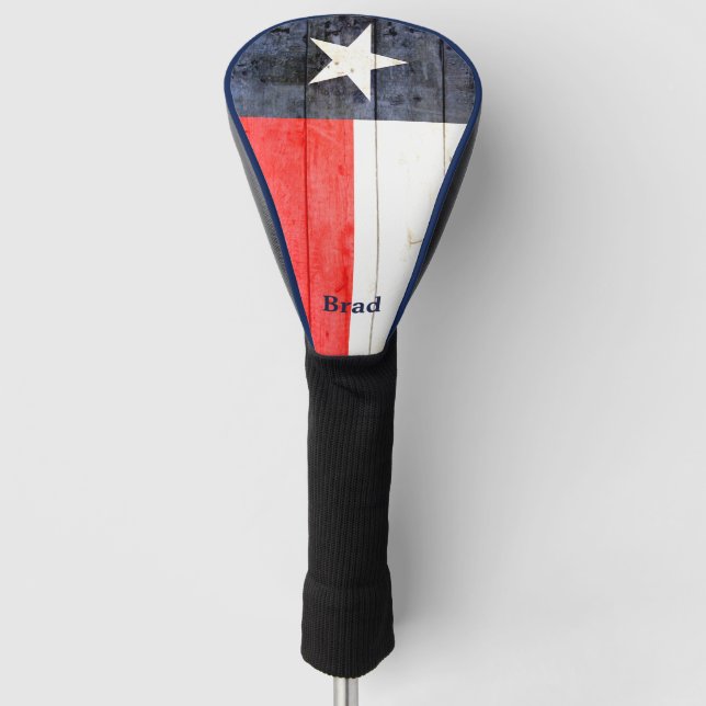 Rustic Texas Flag Personalized Golf Head Cover (Front)