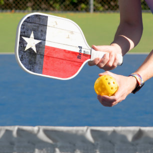 Rustic Texas Flag Personalized Pickleball Paddle