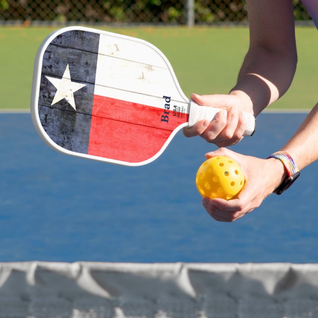 Rustic Texas Flag Personalized Pickleball Paddle (Insitu)