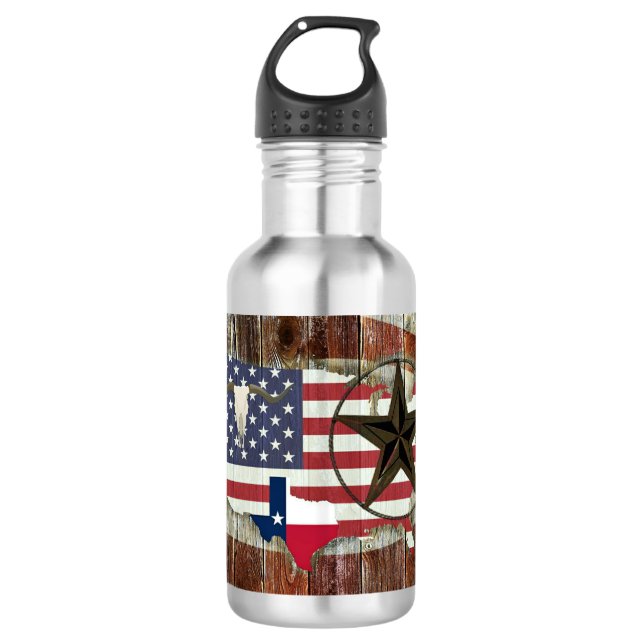 Rustic Texas Lone Star Texas Long Horn 532 Ml Water Bottle (Front)
