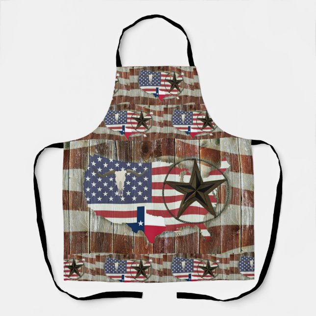 Rustic Texas Lone Star Texas Long Horn Apron (Front)