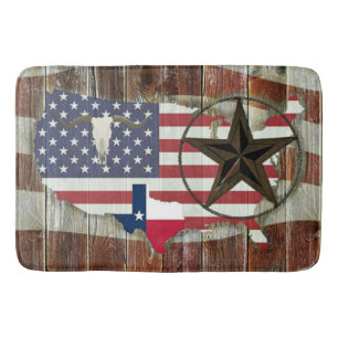 Rustic Texas Lone Star Texas Long Horn Bath Mat