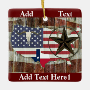 Rustic Texas Lone Star Texas Long Horn Ceramic Orn Ornament
