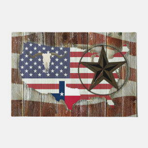 Rustic Texas Lone Star Texas Long Horn Doormat