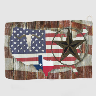 Rustic Texas Lone Star Texas Long Horn Golf Towel