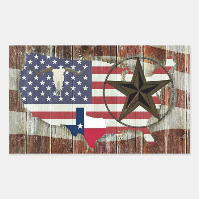 Rustic Texas Lone Star Texas Long Horn Sticker (Front)