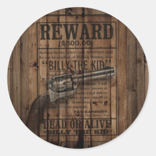 rustic texas star cowboy western country dual gun classic round sticker
