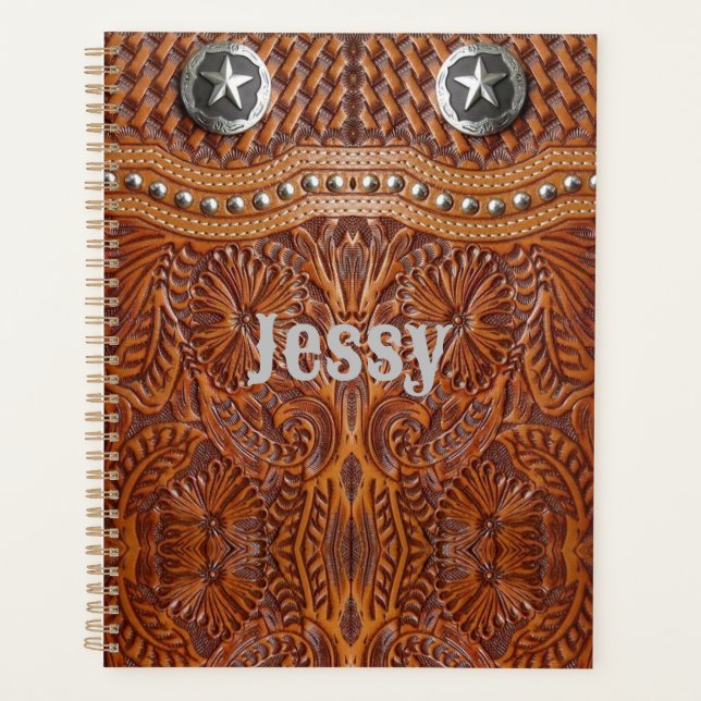 Rustic Texas Star Cowboy Western Country Pattern  Planner (Front)