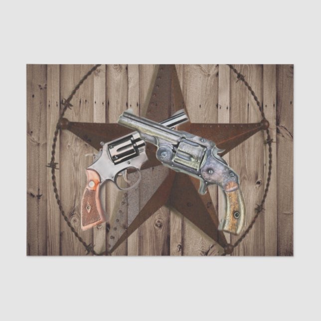 rustic texas star cowboy western country pistols tissue paper (Front)