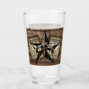 Rustic Texas Star Western Dual Pistols Wanted Sign Glass