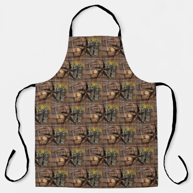 Rustic Texas Star Western Pistol Cowboy Boots Apron (Front)