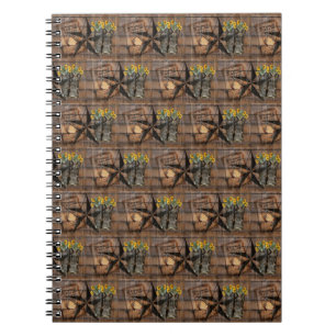 Rustic Texas Star Western Pistol Cowboy Boots Notebook