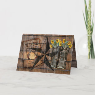 Rustic Texas Star Western Pistol Cowboy Boots Thank You Card