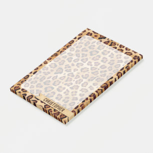 Rustic Texture Leopard Print Add Name Large Post-it Notes