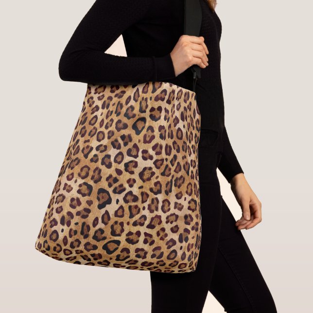 Rustic Texture Leopard Print Crossbody Bag (Close Up)