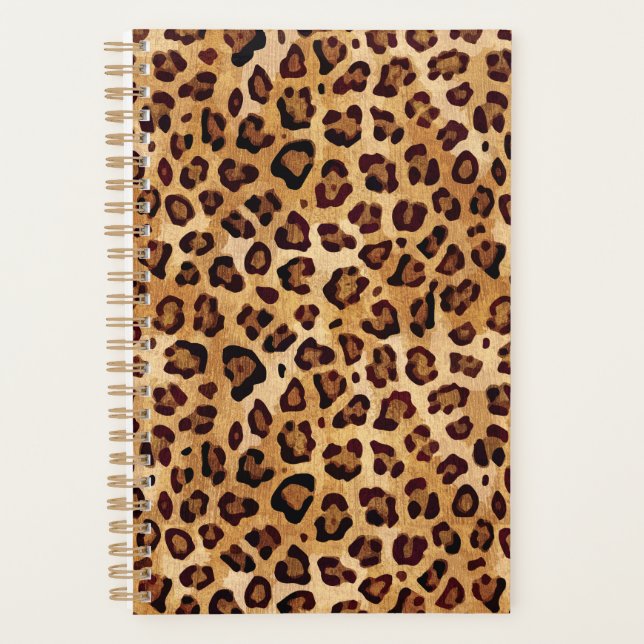 Rustic Texture Leopard Print Planner (Front)