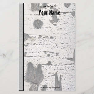 Rustic Texture White Quaking Aspen Bark Photograph Stationery