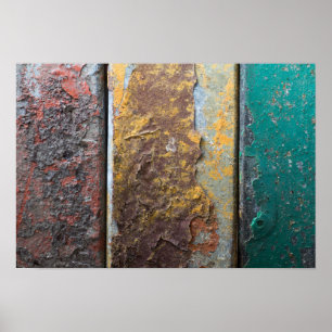 Rustic Texture With Flaking Paint On Rusty Metal Poster