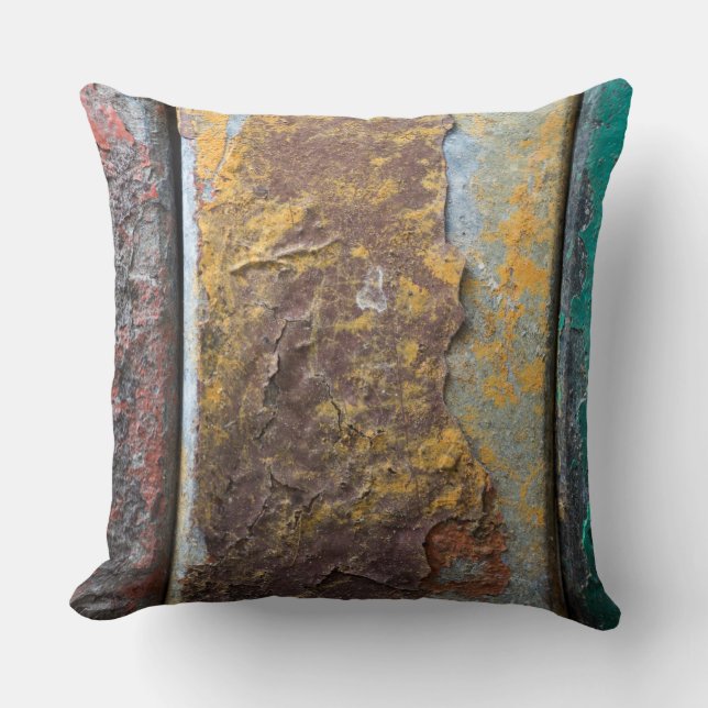 Rustic Texture With Flaking Paint On Rusty Metal Throw Pillow (Front)