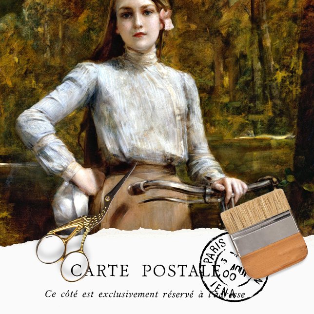 Rustic Texture Woman Vintage Bicycle  Tissue Paper (Creator Uploaded)