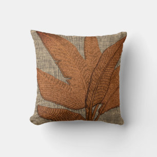 Rustic Textured Banana Leaves Canvas Pillow