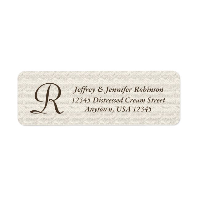 Rustic Textured Name and Address Label Monogram (Front)