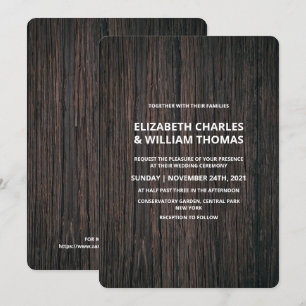 Rustic Textured Wooden Wedding Invitation