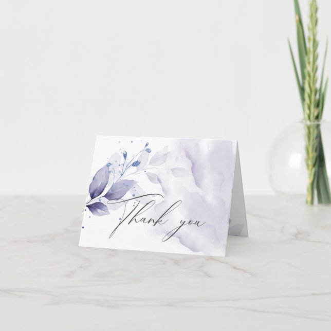 Rustic Thank You Amethyst Watercolor  Foliage  (Front)