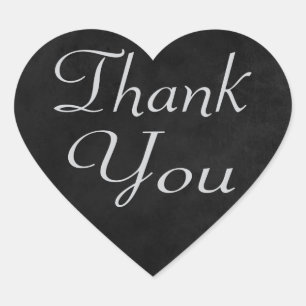 Rustic Thank You Black & Grey Chalkboard Heart Sticker