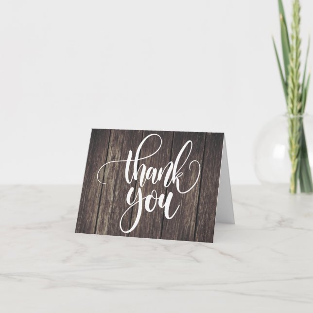 Rustic Thank You Brown Country Wood  Wedding Party (Front)