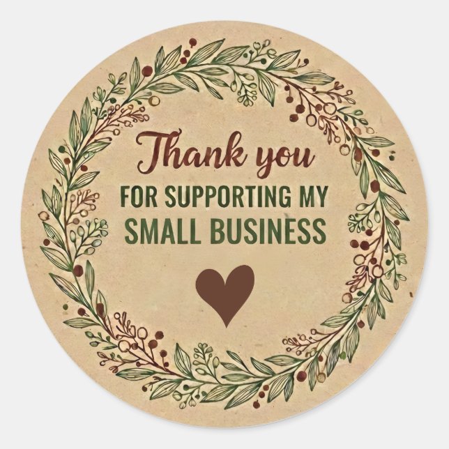 Rustic Thank You Business Sticker – Packaging Labe (Devant)