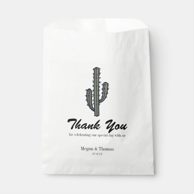 Rustic Thank You Cactus Wedding Treat Favour Bag (Front)
