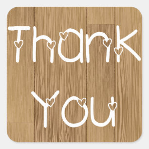 Rustic Thank You & Hearts Wooden Stickers / Labels