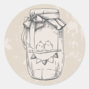 Rustic Thank You Mason Jar Hearts Tan Wedding Classic Round Sticker