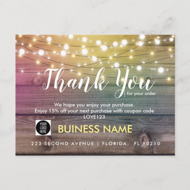Rustic Thank You Packaging Insert Card (Front)