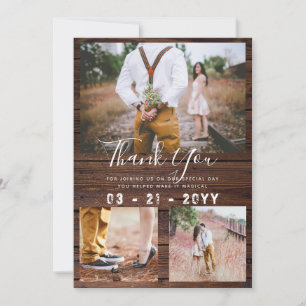 RUSTIC Thank You Wedding PHOTO COLLAGE Barn Card