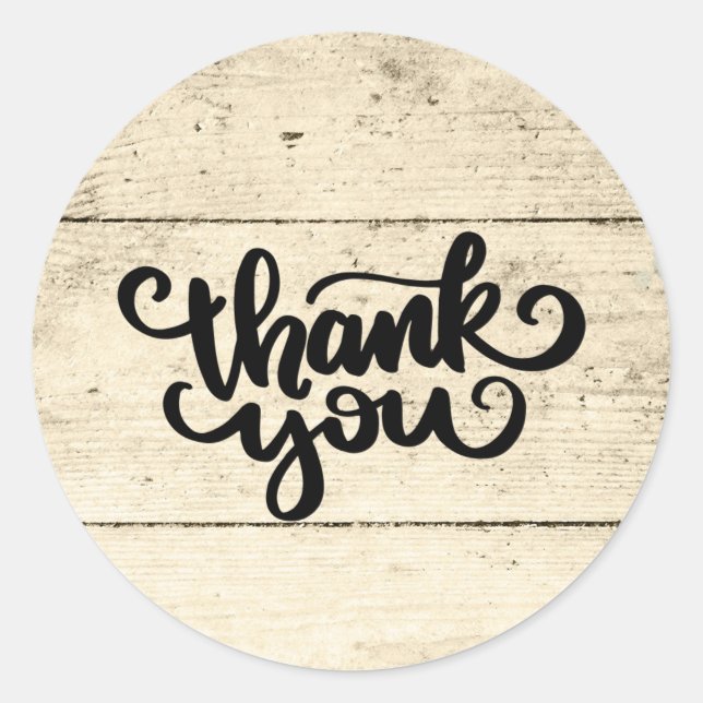 Rustic Thank You Wooden Plank Classic Round Sticker (Front)