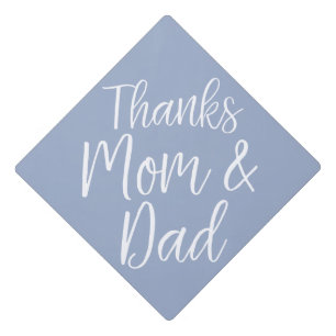 Rustic Thanks Mom and Dad Graduation Cap Topper