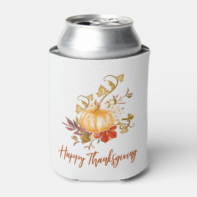 Rustic Thanksgiving Autumn Pumpkin Patch Gourds Can Cooler (Can Front)