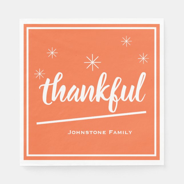 Rustic Thanksgiving Custom Family Name Paper Napkin (Front)