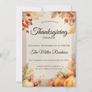 Rustic Thanksgiving Dinner Invitation