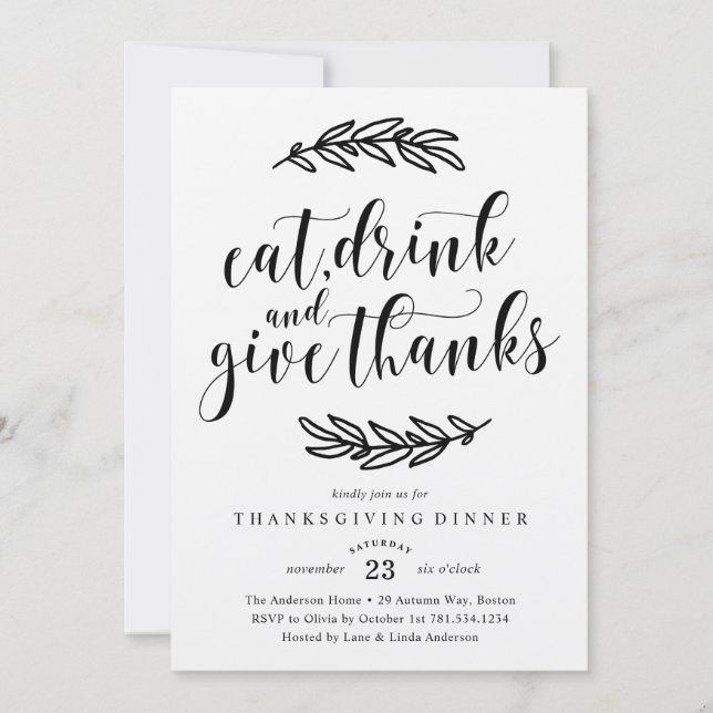 Rustic Thanksgiving Dinner Invitation (Front)
