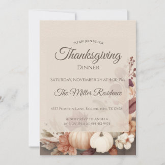 Rustic Thanksgiving Dinner Invitation