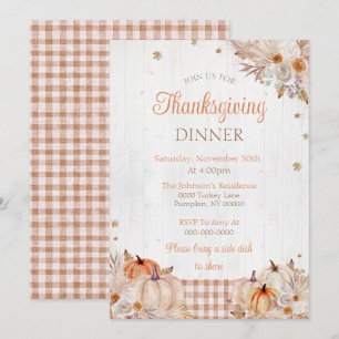 Rustic Thanksgiving Dinner Party Invitation