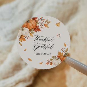 Rustic Thanksgiving Dinner Pumpkin Classic Round Sticker